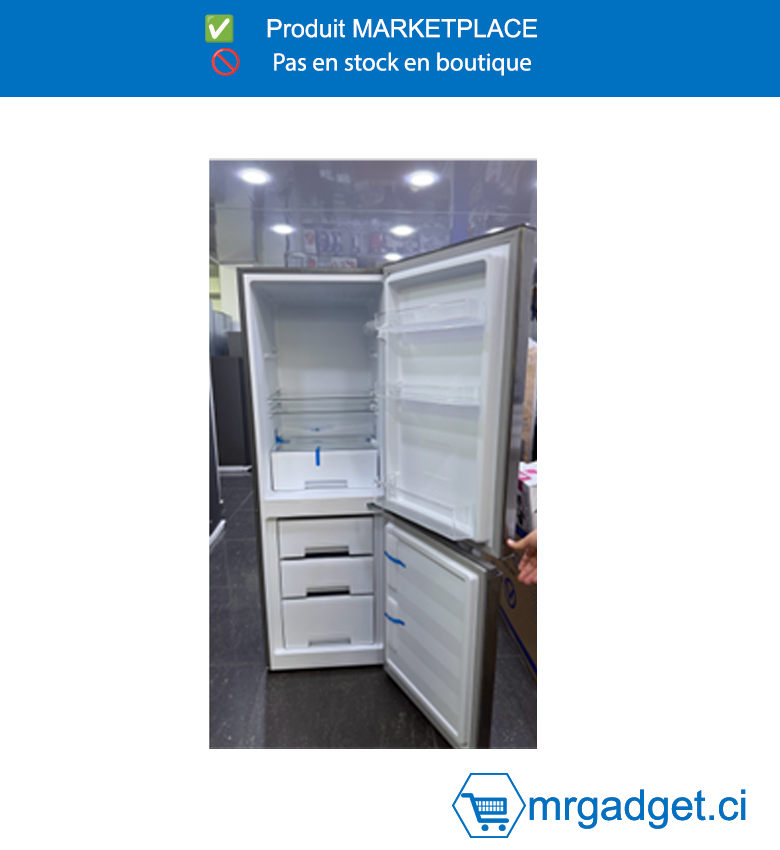 Réfrigérateur Combiné ATL ATL-2C230 - 185 Litres, 3 Tiroirs de Congélation, Finition Inox & Silver