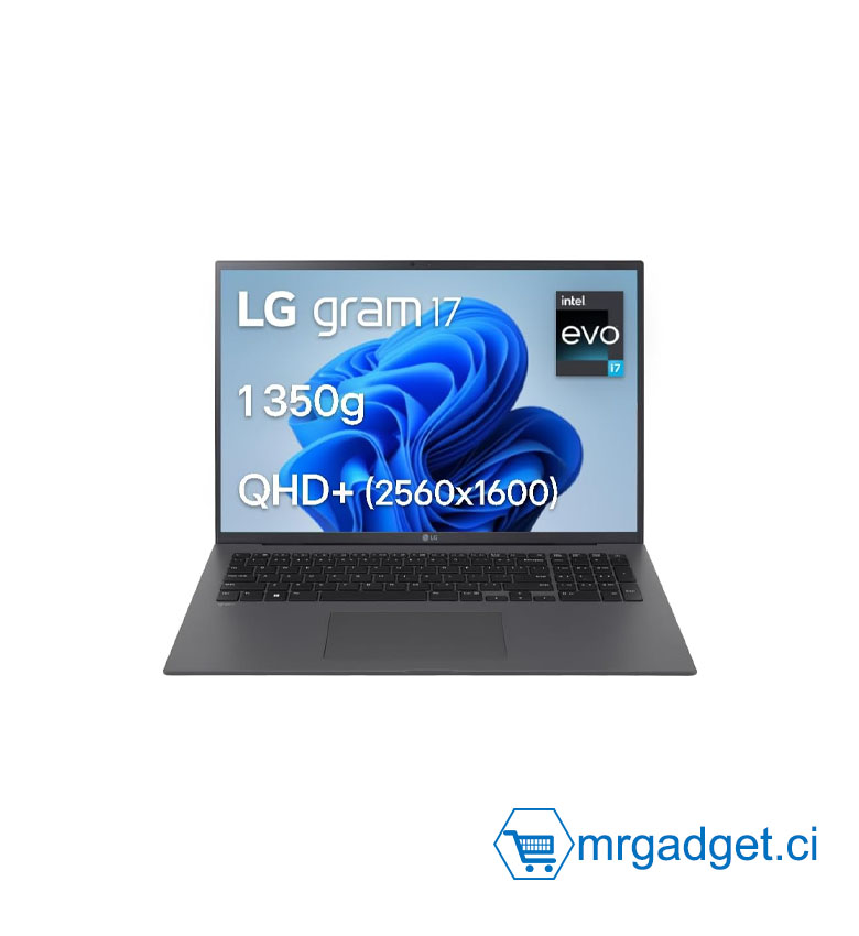 LG Gram 17Z90R-G.AD79F - Ordinateur Portable 17'' 1350g Intel Core i7, 32 Go RAM, 1 To SSD NVMe
