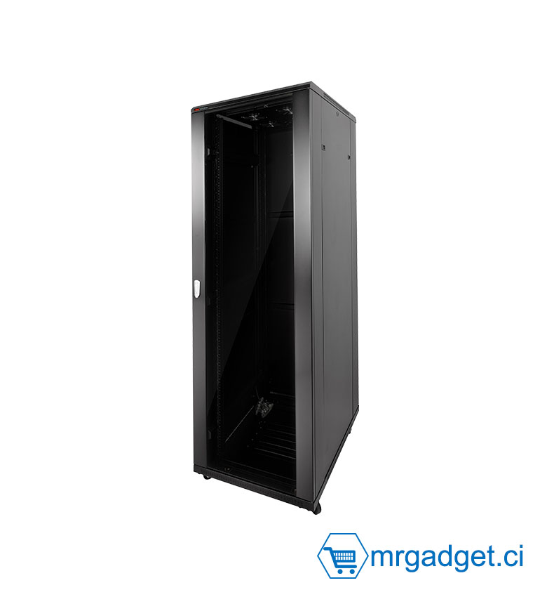 Hikvision DS-XS6632-E/DG - Baie Informatique 19" 32U - Dimensions 600x600x1605mm - Porte en Verre Trempé avec Serrure - Structure Acier Robuste - Armoire Réseau pour Switchs, Serveurs et Vidéosurveillance Pro