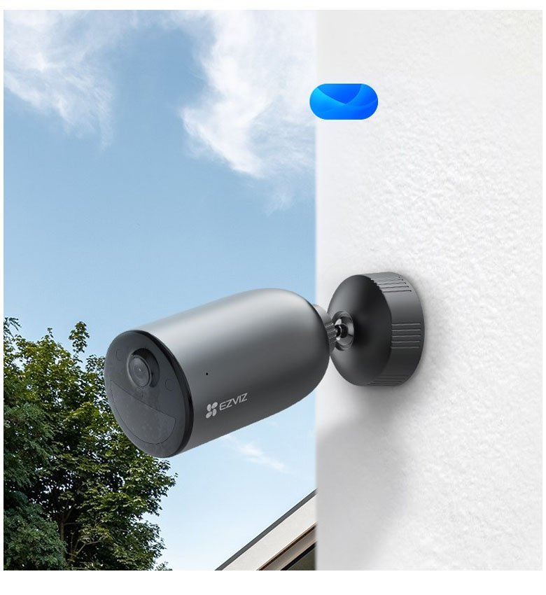 EZVIZ EB3 Caméra Surveillance WiFi Extérieure sans Fil  -une résolution exceptionnelle de  2K  avec Batteries Rechargeable 5200mAh, Détection de Forme Humain, Vision Nocturne en Couleur, Audio Bidirectionnel, Défense Active, IP66