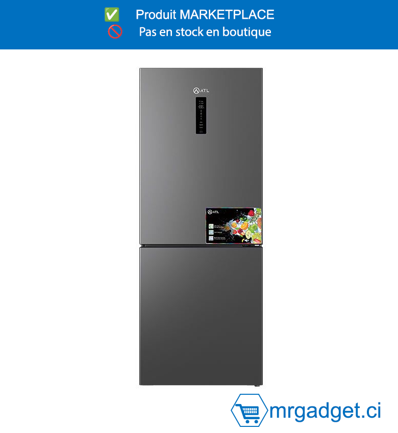 ATL-ATL-2C500N-REFRIGERATEUR ATL COMBINE TOTAL NO FROST 03 TIRROIRS/ 400L/ 02 PORTES/ GRIS/R600A/A+