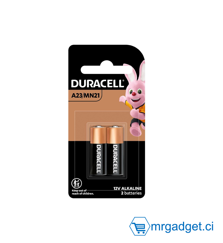Duracell Lot de 2 Piles alcalines spéciales MN21 12 V (A23 / 23A / V23GA / LRV08 / 8LR932) conçues pour Une Utilisation dans Les télécommandes, sonnettes sans Fil et systèmes de sécurité