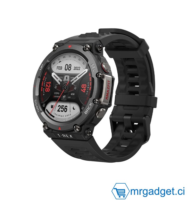 Amazfit T-Rex 2 Montre Connectée Homme, 1.39" AMOLED, 10 ATM, Montre GPS Sport de Qualité Militaire, 150+ Modes Sportifs, SpO2, Autonomie de 24 Jours