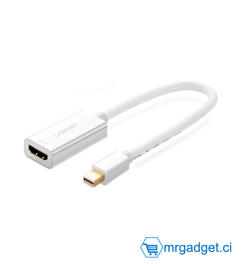 Adaptateur Mini DisplayPort Thunderbolt  vers HDMI Femelle Compatible pour Apple MacBook Pro MacBook Air, Microsoft Surface Pro 4 3, Google Chromebook -  Blanc UGREEN MD112  #10025