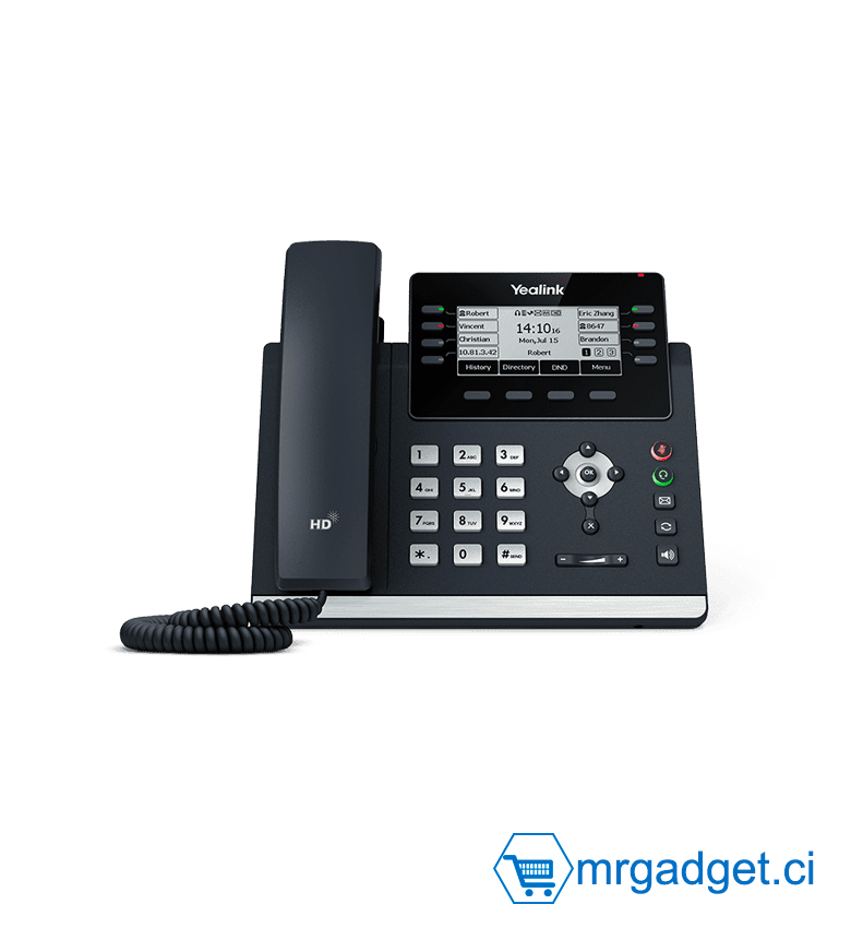 Yealink SIP-T43U - Téléphone IP -  Téléphone professionnel - Jusqu'à 12 comptes SIP - Écran 3,7" - Support PoE - Yealink anti-bruit - adaptateur secteur non inclus
