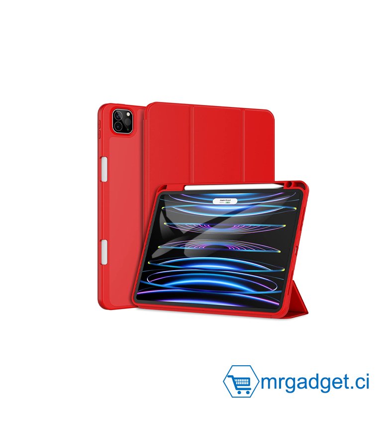 JETech Coque pour iPad Pro 12,9" (6ème/5ème génération, modèle 2022/2021), coque arrière rigide avec support fin et Smart Cover avec réveil/veille automatique (rouge) - Ref Coq883058