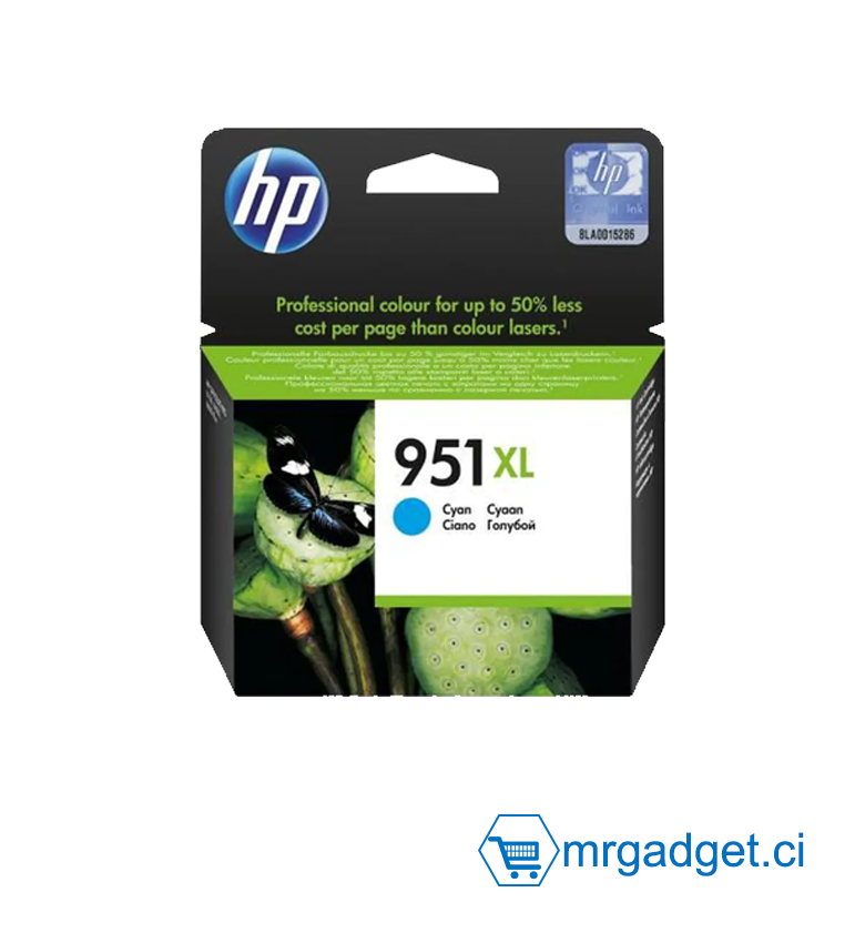 HP 951XL Cartouche d'encre cyan grande capacité authentique (CN046AE) pour HP OfficeJet Pro 251dw/276dw/8100/8600