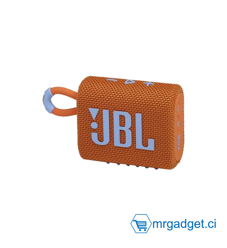 JBL GO 3 – Enceinte Bluetooth Portable Ultra-Compacte, Étanche IP67, 5h d'Autonomie – Orange