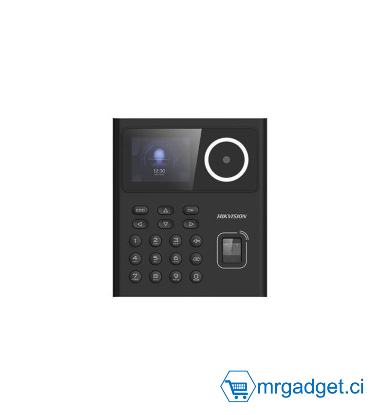 Hikvision DS-K1T320EFWX-B - Terminal de Pointage Biométrique Wi-Fi avec Batterie de Secours - Reconnaissance Faciale, Empreinte et Badge EM - Écran 2.4" - Capacité 500 Visages - Idéal pour Contrôle d'Accès Continu