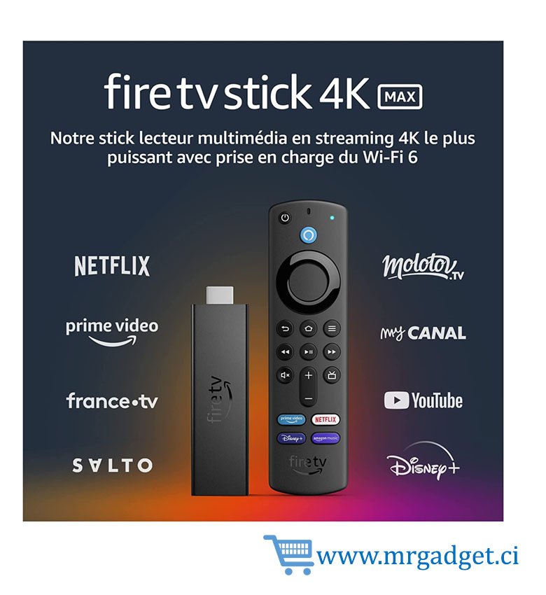 Fire TV Stick 4K Max | Appareil de streaming, Wi-Fi 6, télécommande vocale Alexa (avec boutons de contrôle de la TV)