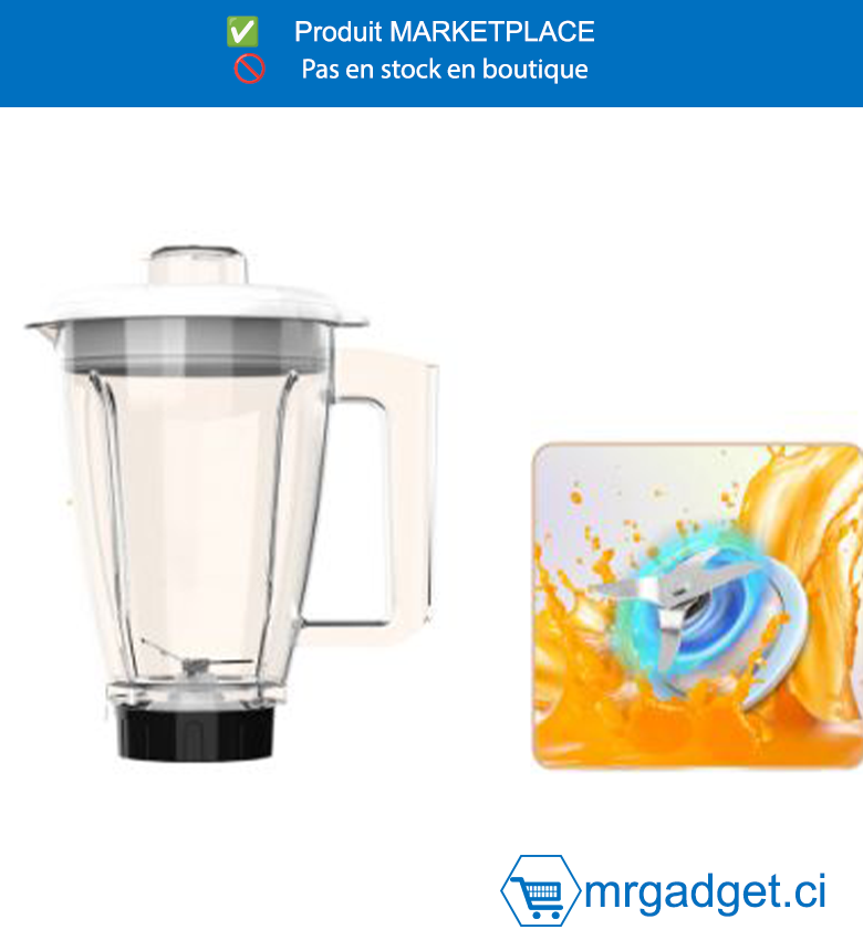 DECAKILA- KMJB071W-BOL MELANGEUR POUR  MIXEUR SUR SOCLE 1,5L-  KEJB043/ , Pichet en plastique  Lame en acier inoxydable à 4 lames  Convient pour  KEJB043L/KEJB043W/KUJB043L/KUJB043W/KEJ  B044L/KEJB044W/KUJB044L/KUJB044W  Emballé par boîte de couleur