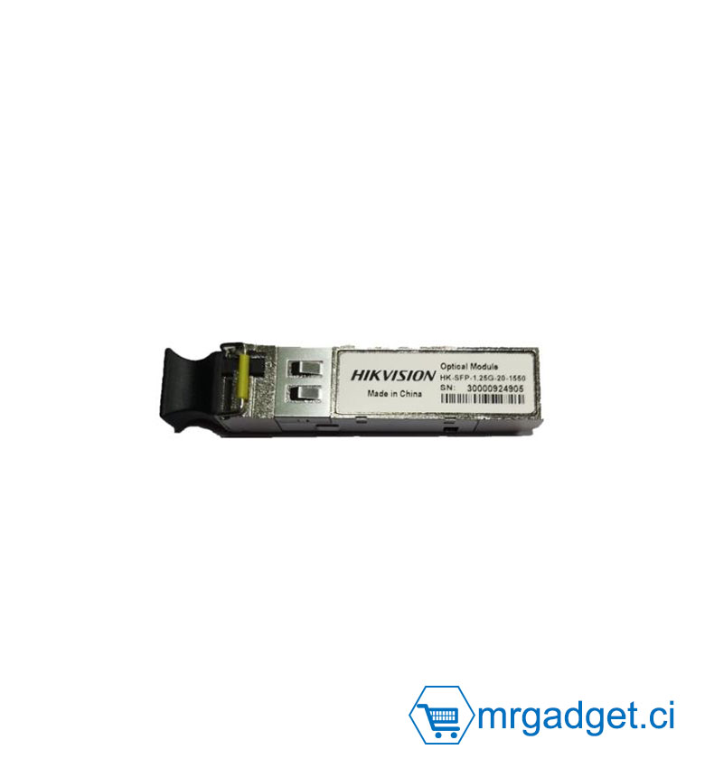 Hikvision HK-SFP-1.25G-20-1550 - Module SFP Gigabit 1.25 Gbps - Fibre Monomode Double Brin - Portée 20km - Longueur d'Onde 1550nm - Idéal Interconnexion de Switchs et NVR Longue Distance