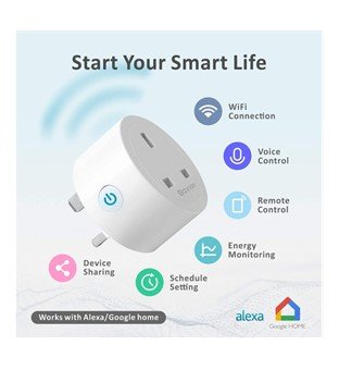 WiFi Smart Plug, Baytion 16A Energy Prise Connectée Monitoring WLAN Smart Plug Socket Work with Alexa,Echo, Google Home Mini Smart Outlet Remote and Voice Control No Hub Required