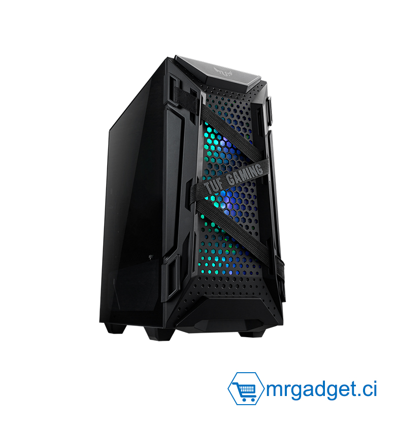 Asus TUF Gaming GT301 - Boîtier PC ATX, Panneau Verre Trempé, 3 Ventilateurs 120 mm RGB Adressable, Aura Sync