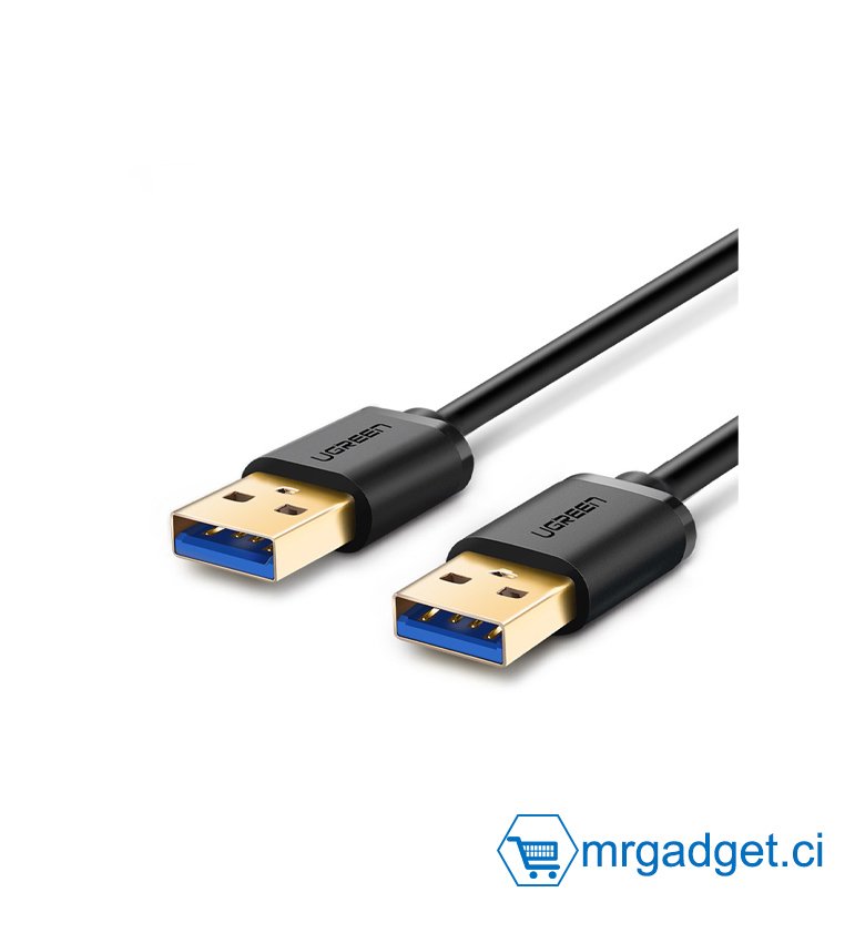 Câble USB-C Mâle - USB-C Mâle plaqué or avec câble tressé