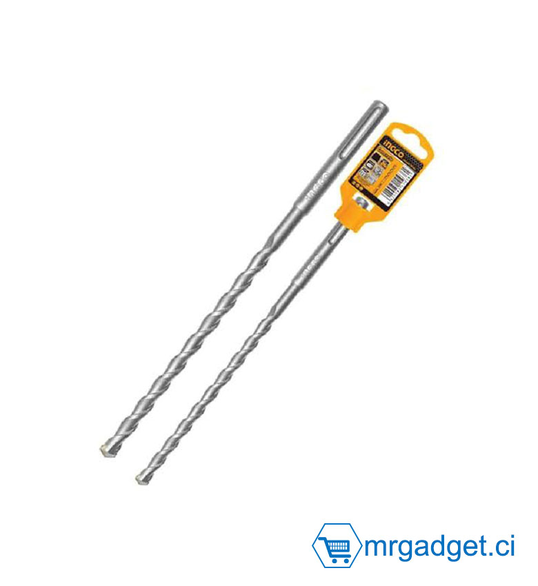 INGCO DBH1211003 - Foret Béton Long SDS-Plus 10 x 210 mm - Pointe Carbure Haute Résistance - Évacuation des Poussières Optimisée - Accessoire Perforateur - Idéal Perçage Profond Béton, Pierre et Maçonnerie