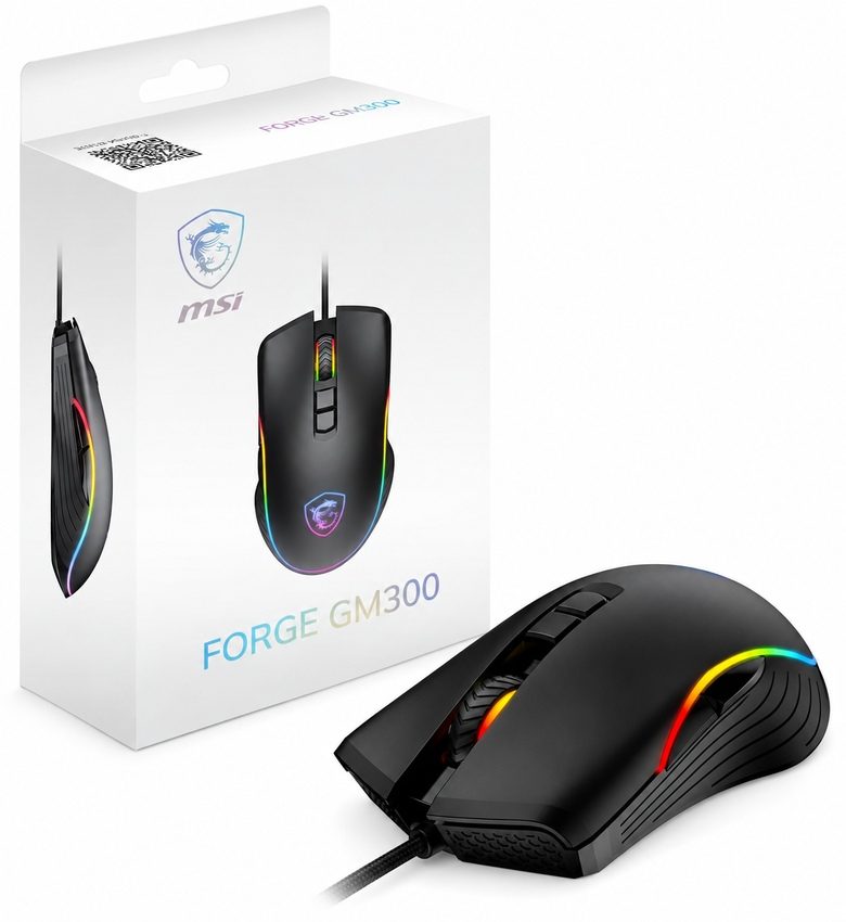 MSI Forge GM300 – Souris Gaming Optique Filaire USB RGB, 7 200 DPI, 7 Boutons pour PC