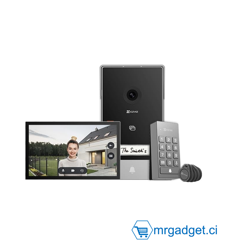 Visiophone Connecté EZVIZ TP7 2K (3MP) - Écran Tactile 7" Wi-Fi - Installation 2 Fils - Déverrouillage Portail via Smartphone - Détection Humaine IA - Vision Nocturne - Badges RFID Inclus - Kit Interphone Vidéo Intelligent Maison Connectée