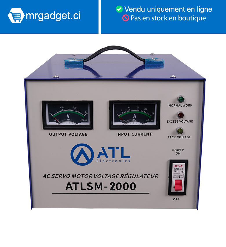 STABILISATEUR ATL 2000 VA -  Affichage A Aiguille -  Ac Servo Motor (02 Pcs - Crt) - ATLSM-2000