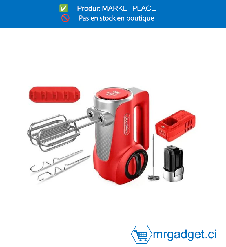 DECAKILA- KEMX023R-BATTEUR A MAIN SANS FIL 16V +1BAT16+1CHARG, 7 vitesses  Avec contrôle de vitesse  Avec écran LED  Avec bouton d’éjection individuel