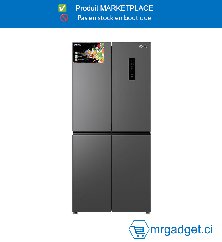 ATL-ATL-4A540-REFRIGERATEUR AMERICAIN ATL SIDE BY SIDE NO-FROST / 431L / 04 PORTES / GRIS/INVERTER /R600A/A+