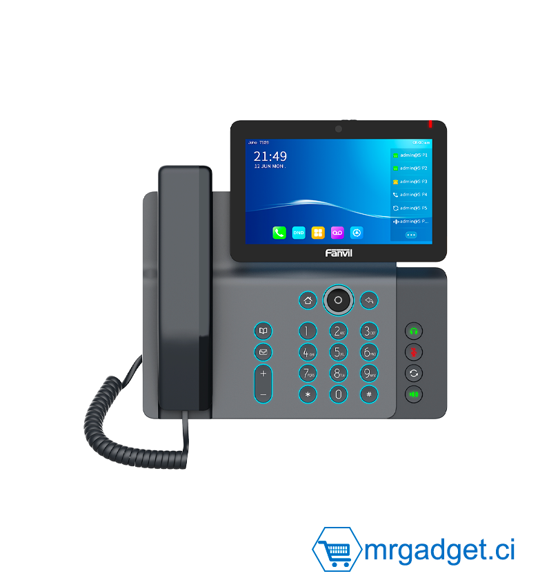 FANVIL V67 - Téléphone IP POE - POE & Wi-Fi - 20 Lignes SIP - Android 9.0 - Ecran 7" - camera 5MP - 29 Touches DDS (116 Virtuelles) - Bluetooth 5.4   (sans alimentation)